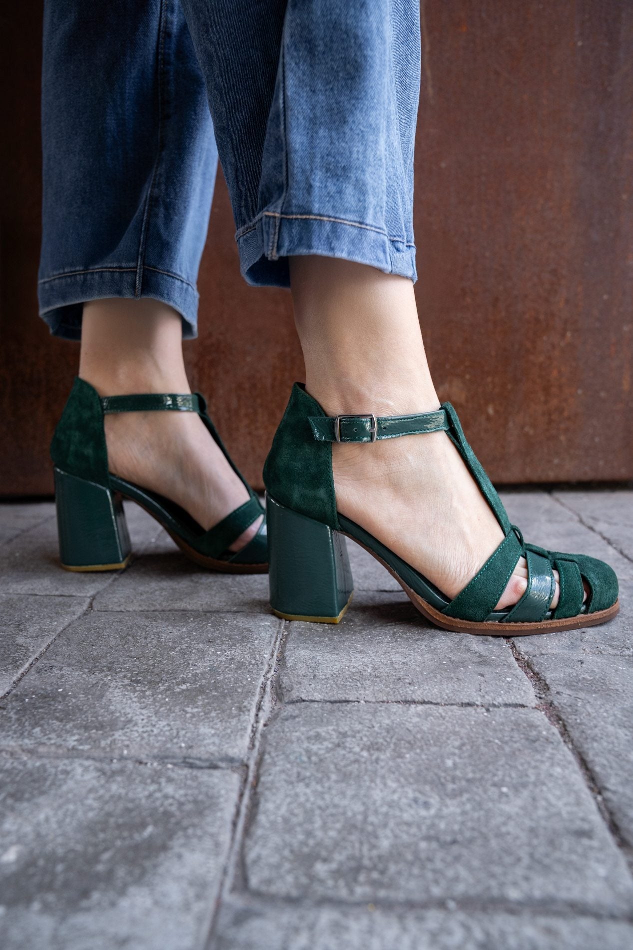 Sandalia Viena Verde Charol
