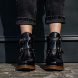 Botines Nápoles Negro Hebillas