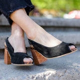 Sandalia Marsella Negras taco madera