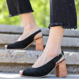 Sandalia Marsella Negras taco madera