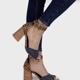 Sandalias Venecia Negra Animal Print