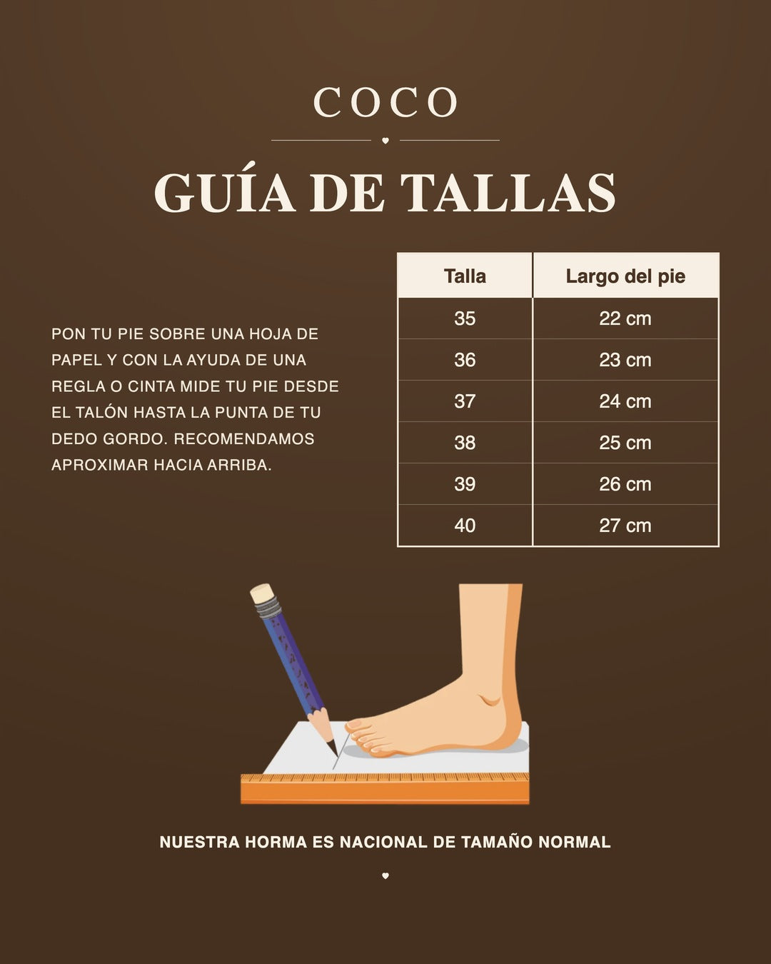 Guía de tallas Coco Calzados